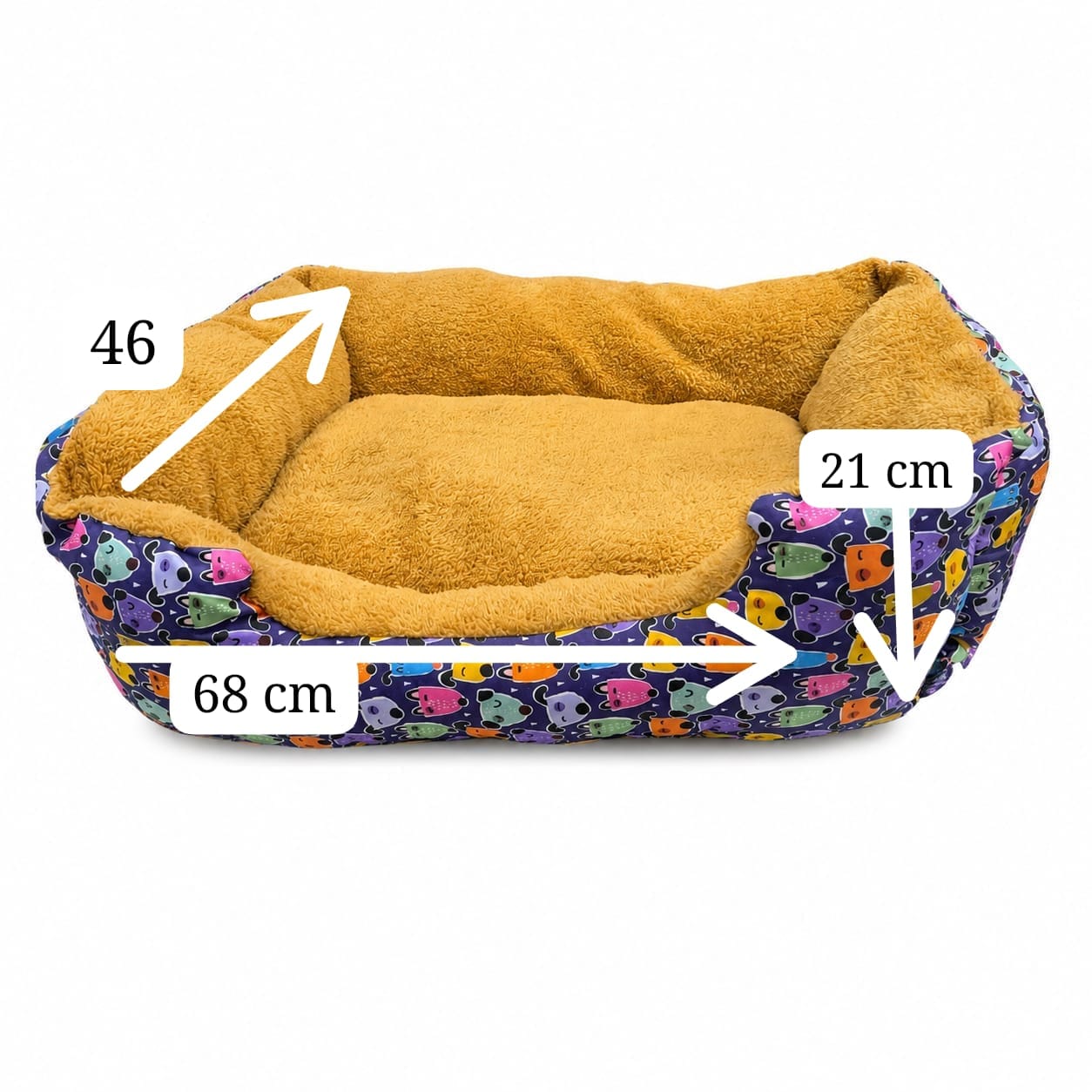 Cama Acolchada para Perros y Gatos con Bordes Elevados Grande 